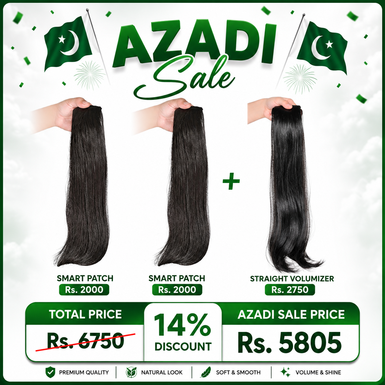 Smart Combo Azadi Deal - 2 Smart Patches + 1 Straight Volumizer